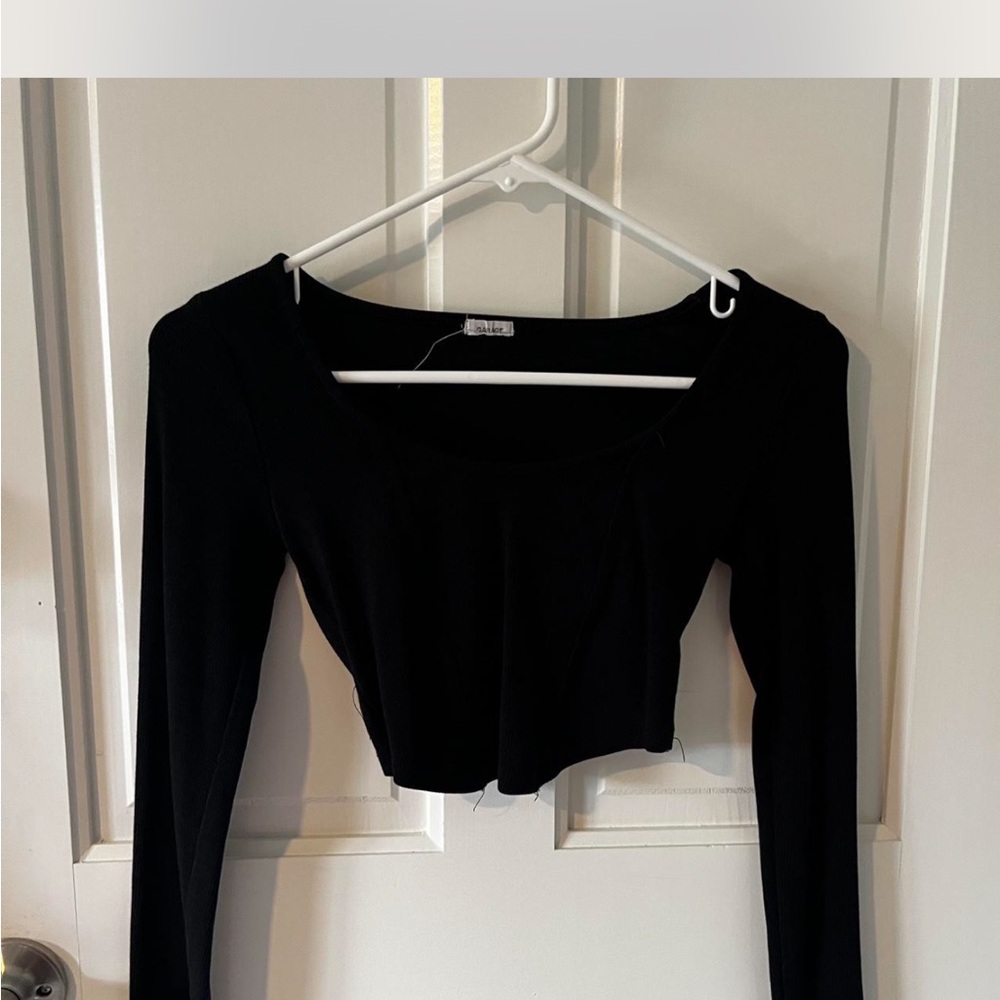 Garage Black Long Sleeve Crop Top